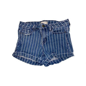 Altar'd State Blue and White Stripped Jean Shorts 5 Cotton and Spandex